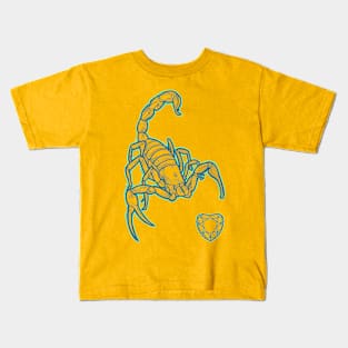 Blue scorpion with diamond heart Kids T-Shirt